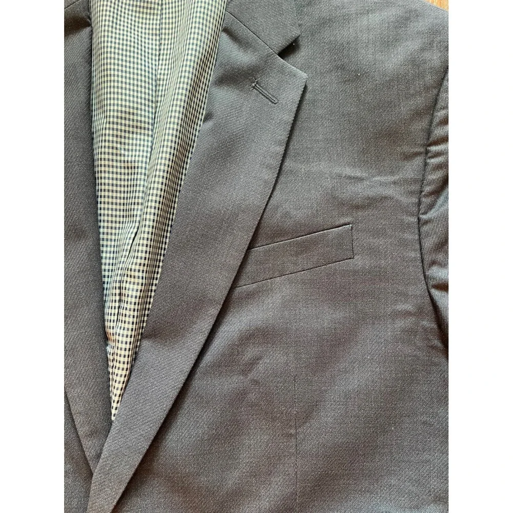 Banana Republic Blazer Mens Grey Gingham Lined Wool Sport Coat 40L